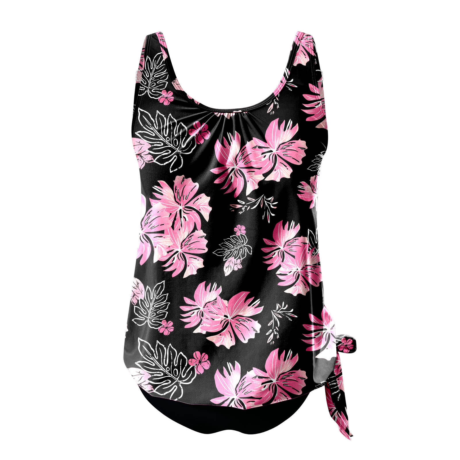Women's Tankini Swimsuit with Ruched Top and Side Tie Bottom view 22