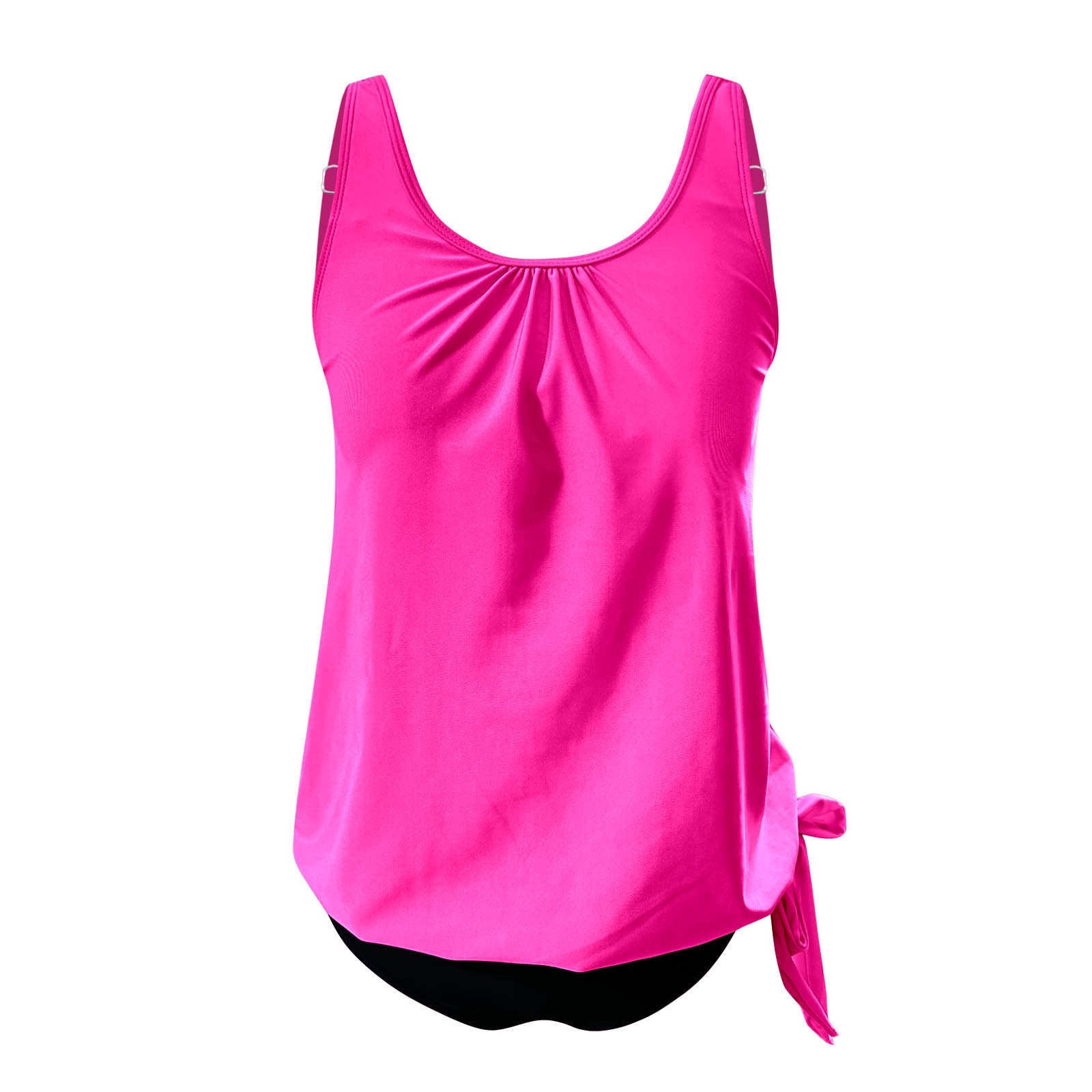 Women's Tankini Swimsuit with Ruched Top and Side Tie Bottom view 25