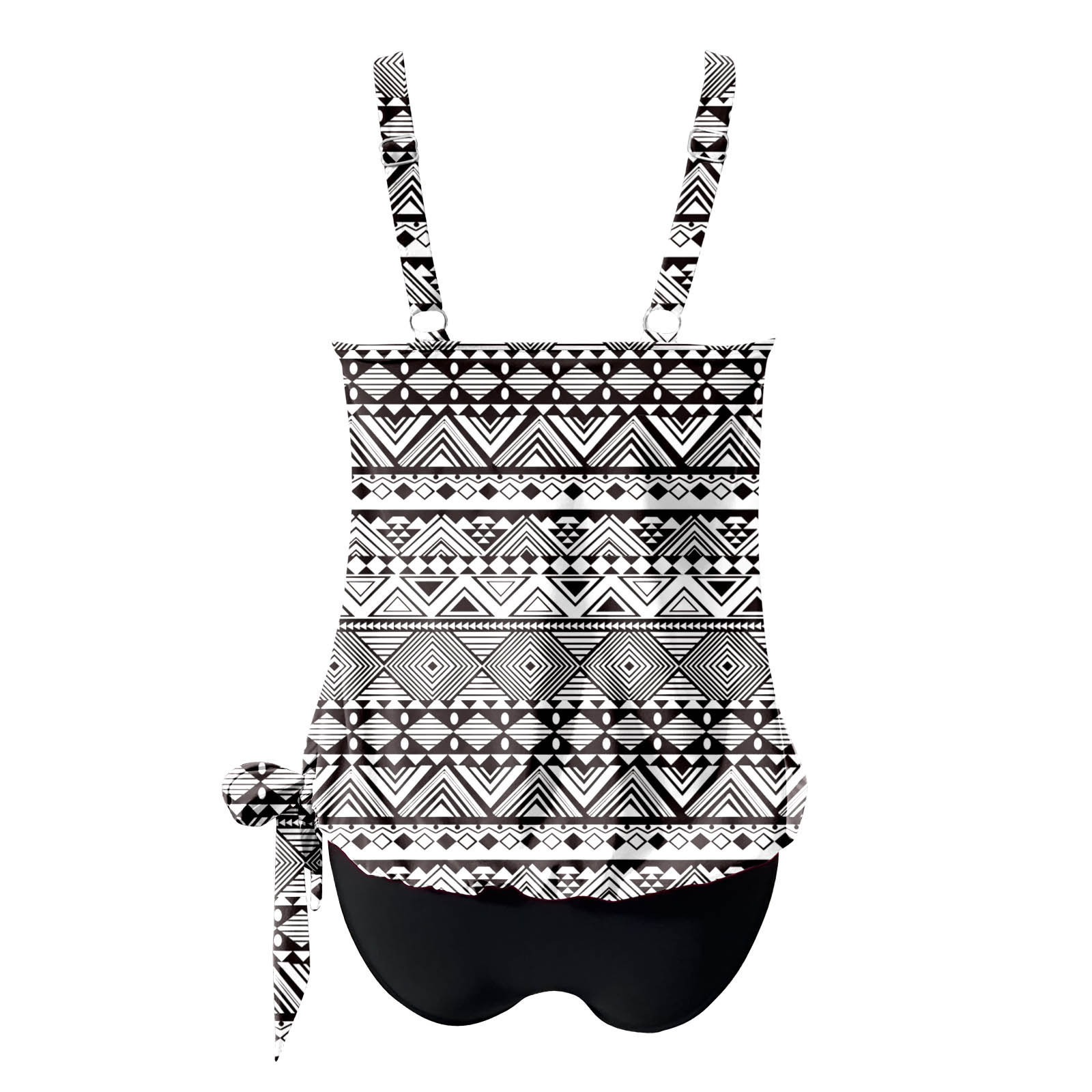 Women's Tankini Swimsuit with Ruched Top and Side Tie Bottom view 27