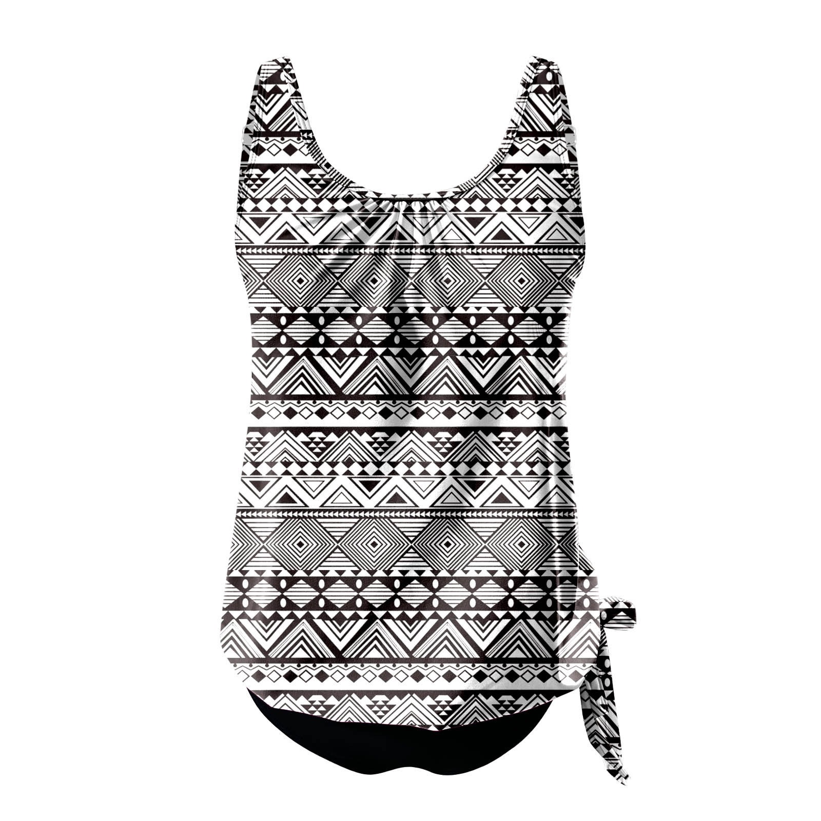 Women's Tankini Swimsuit with Ruched Top and Side Tie Bottom view 28