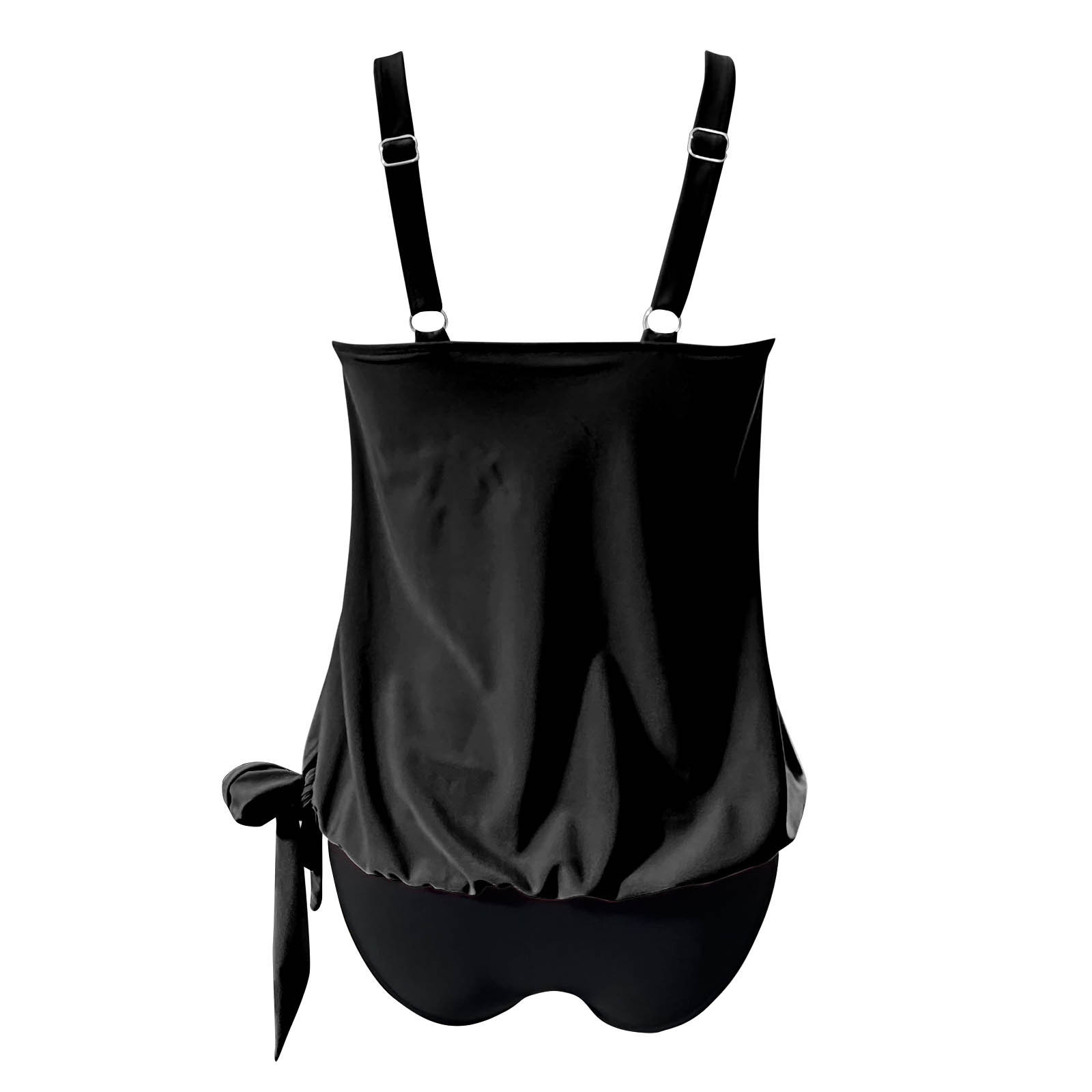 Women's Tankini Swimsuit with Ruched Top and Side Tie Bottom view 30
