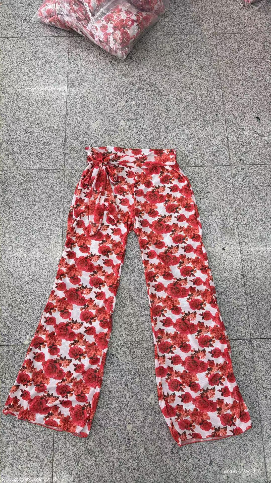 High Waisted Wide Leg Tie Waist Pants