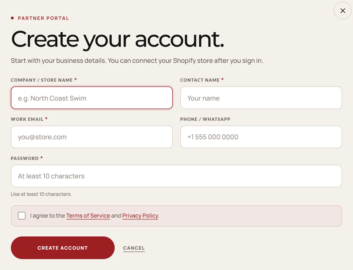 Create your Hongxiu Partner Portal account